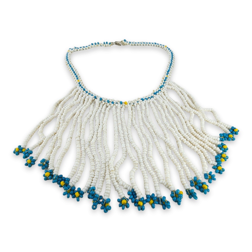 Vintage Native American Southwestern Seed Bead Bib Collar Necklace 14.5 Inches